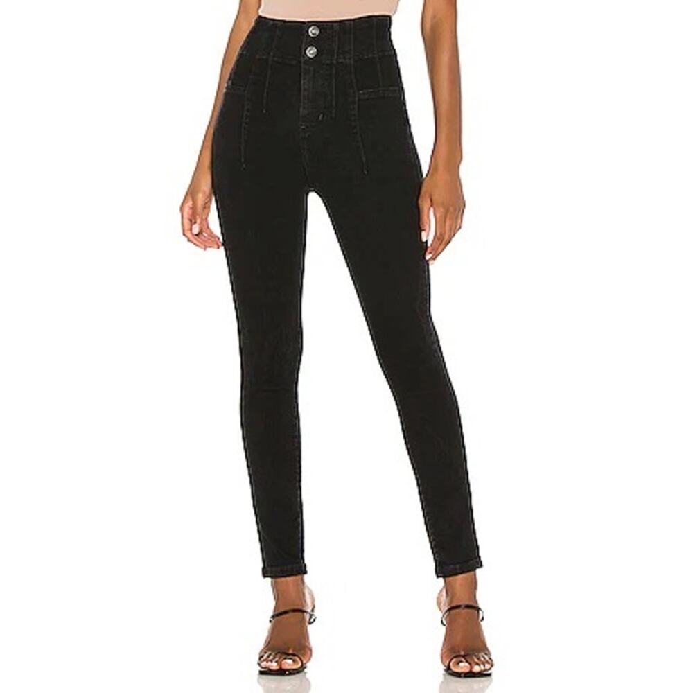 Free People High-Waisted Skinny Jeans in Black